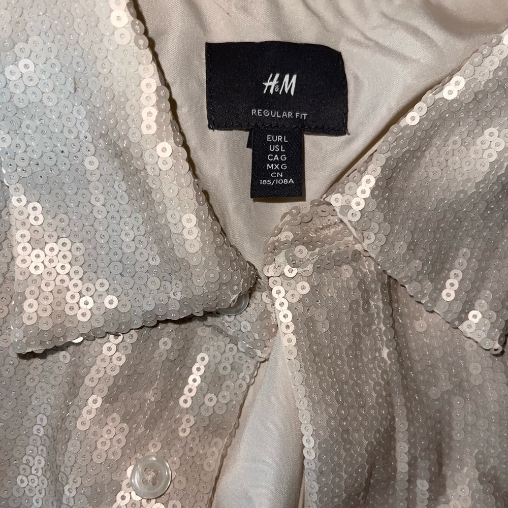 Cool H&M Cream Dress Shirt with Sequins